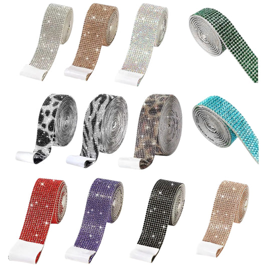 0.9cm by 1 yard Self Adhesive Rhinestone Crystal Diamond Ribbon for DIY Crafts, Clothing, Shoes, and Decorations