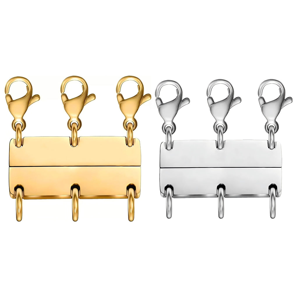 Magnetic Necklace Layering Clasp Separator in Gold for Multi Strand Chains and Secure Jewelry Closure