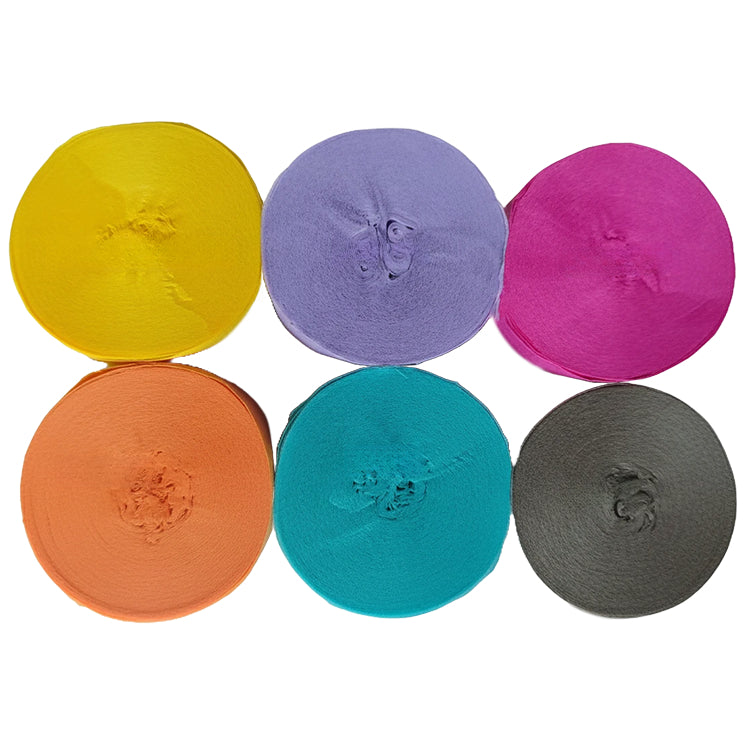 Crepe Paper Streamers 82ft Each Roll for Birthday, Wedding, and Party Decorations 1.77 Inch, Pack of 6