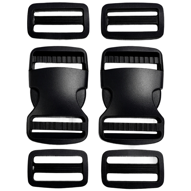 Heavy Duty Plastic Side Release Buckles and Tri Glide Slides for Backpacks and Webbing Straps