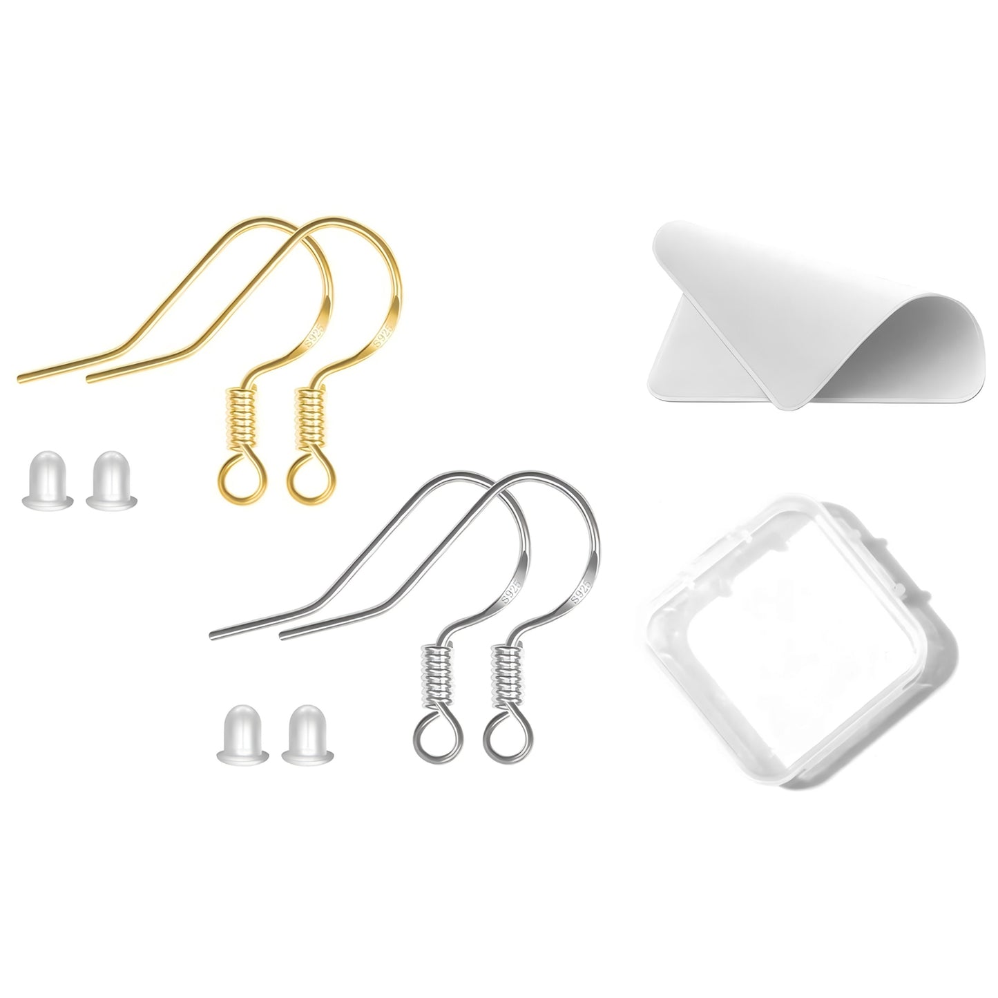 Hypoallergenic Earring Hooks Fish Ear Wires with Rubber Backs for Jewelry Making, Set of 120