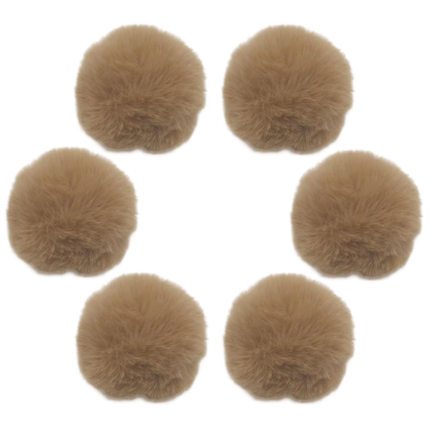 7.5cm Faux Rabbit Fur Ball for DIY Crafts, Keychains, and Decorations, 6-Pack