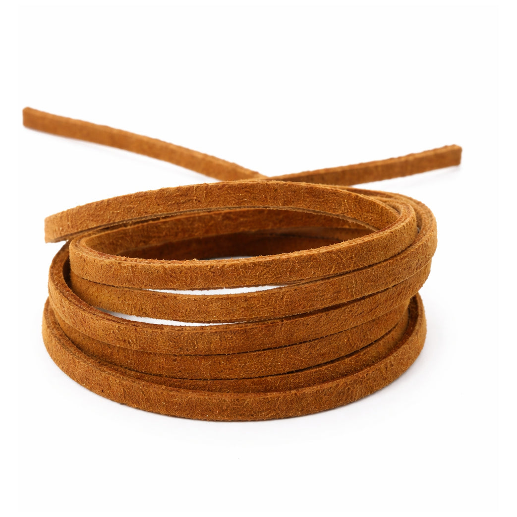 3mm Flat Genuine Leather Cord 5.5 Yards Tan Leather Lacing for Jewelry Making, Braiding and Craft Projects