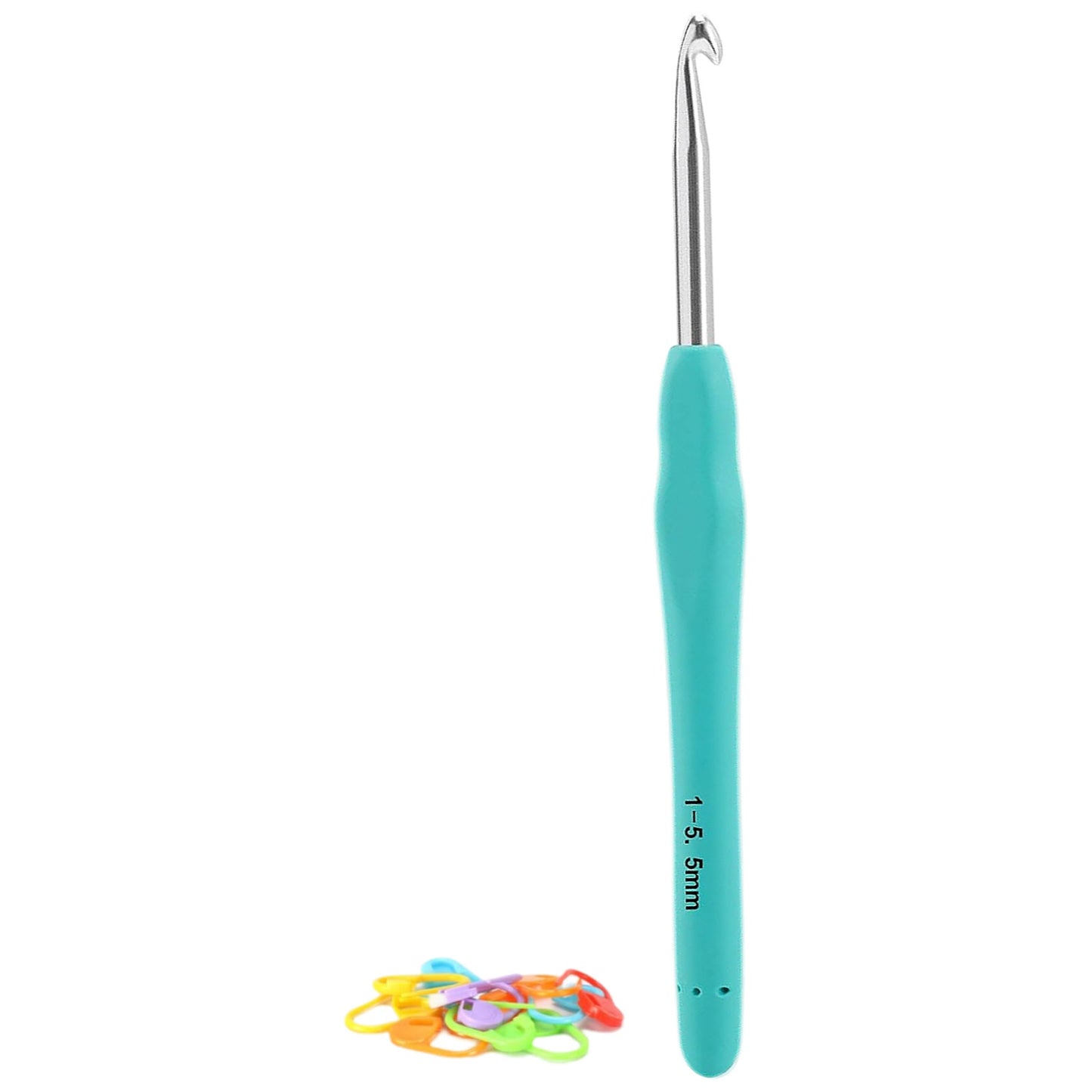 Extra Long Crochet Hook Ergonomic Anti Slip Handle with Stitch Markers for Knitting Crochet