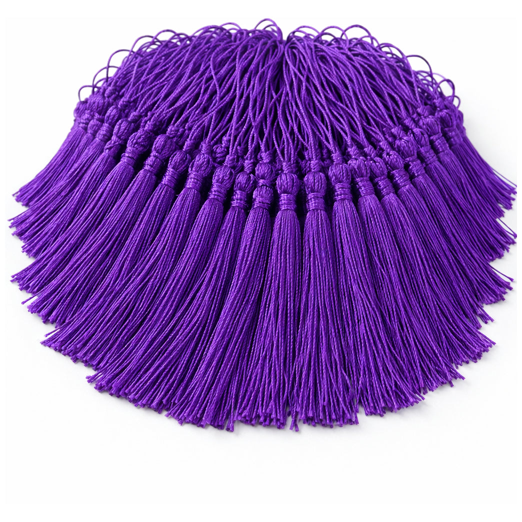 Mini Silky Tassels with Loops for Jewelry Making DIY Crafts Bookmarks Handmade Polyester 5 Inch, Pack of 100