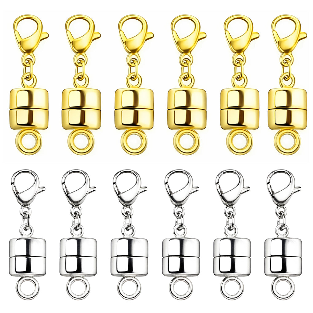 Magnetic Necklace Clasp With Lobster Closure 14K Gold Silver Alloy Jewelry Extender Bracelet Clasps Set