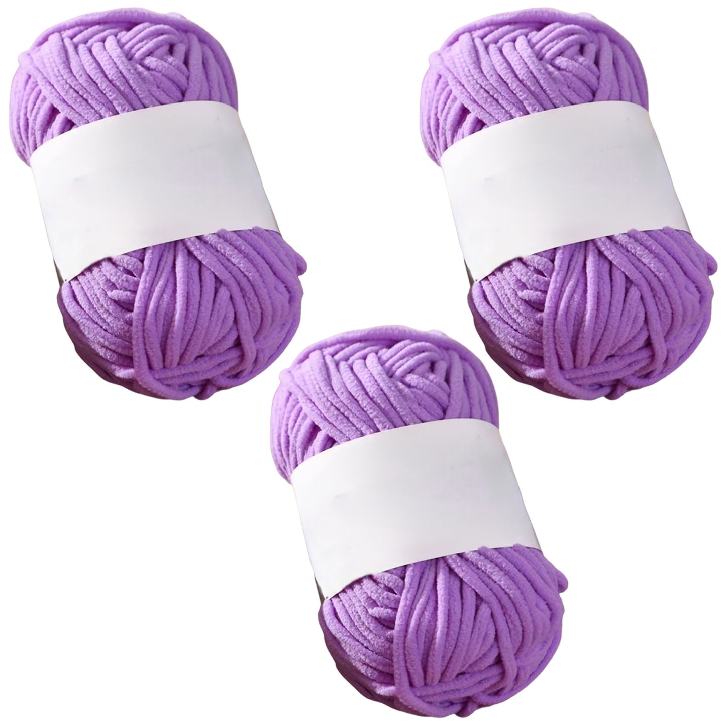 Soft Chenille Velvet Yarn for Crocheting Knitting Weaving Blankets and DIY Craft Projects 50 Grams/1.76oz 93 yards, Pack of 3