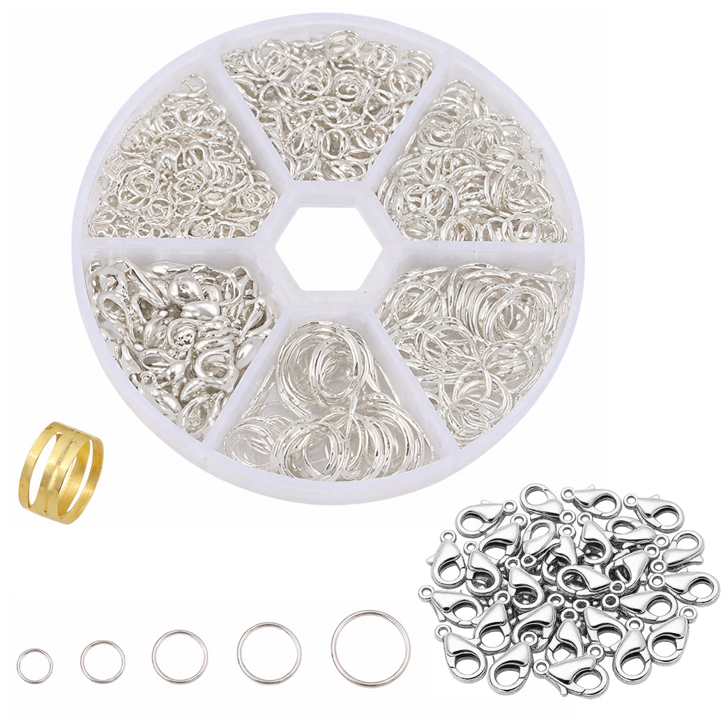 1000pcs Jump Rings Kit, Lobster Claw Clasps and Ring Opener for Jewelry Making and Repair