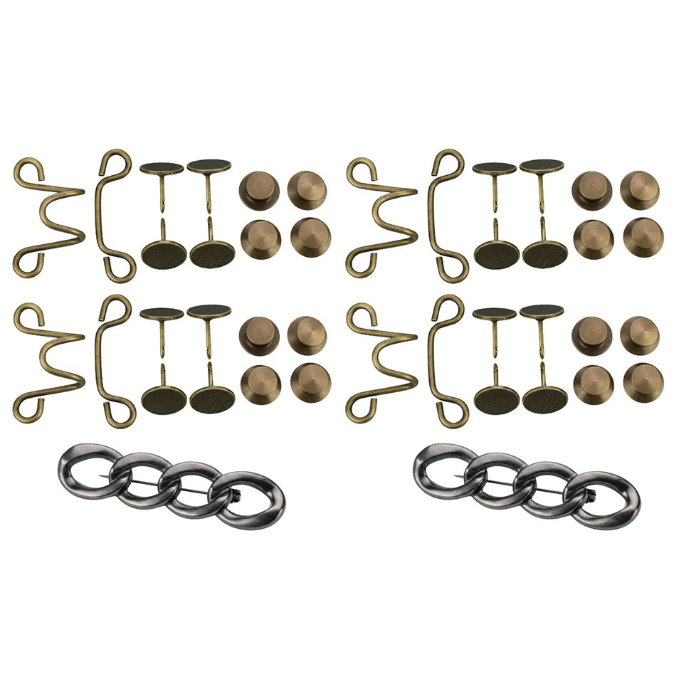 4 Sets Waist Cinching Buckles and 2pcs Pin Waist Cincher Clips for Jeans Dresses Skirts No Sew