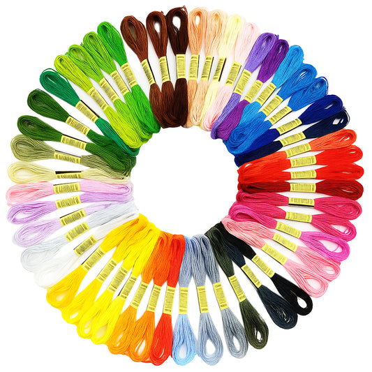 50 Color Rainbow Embroidery Floss Thread for Friendship Bracelets, Cross Stitch, and Craft Projects