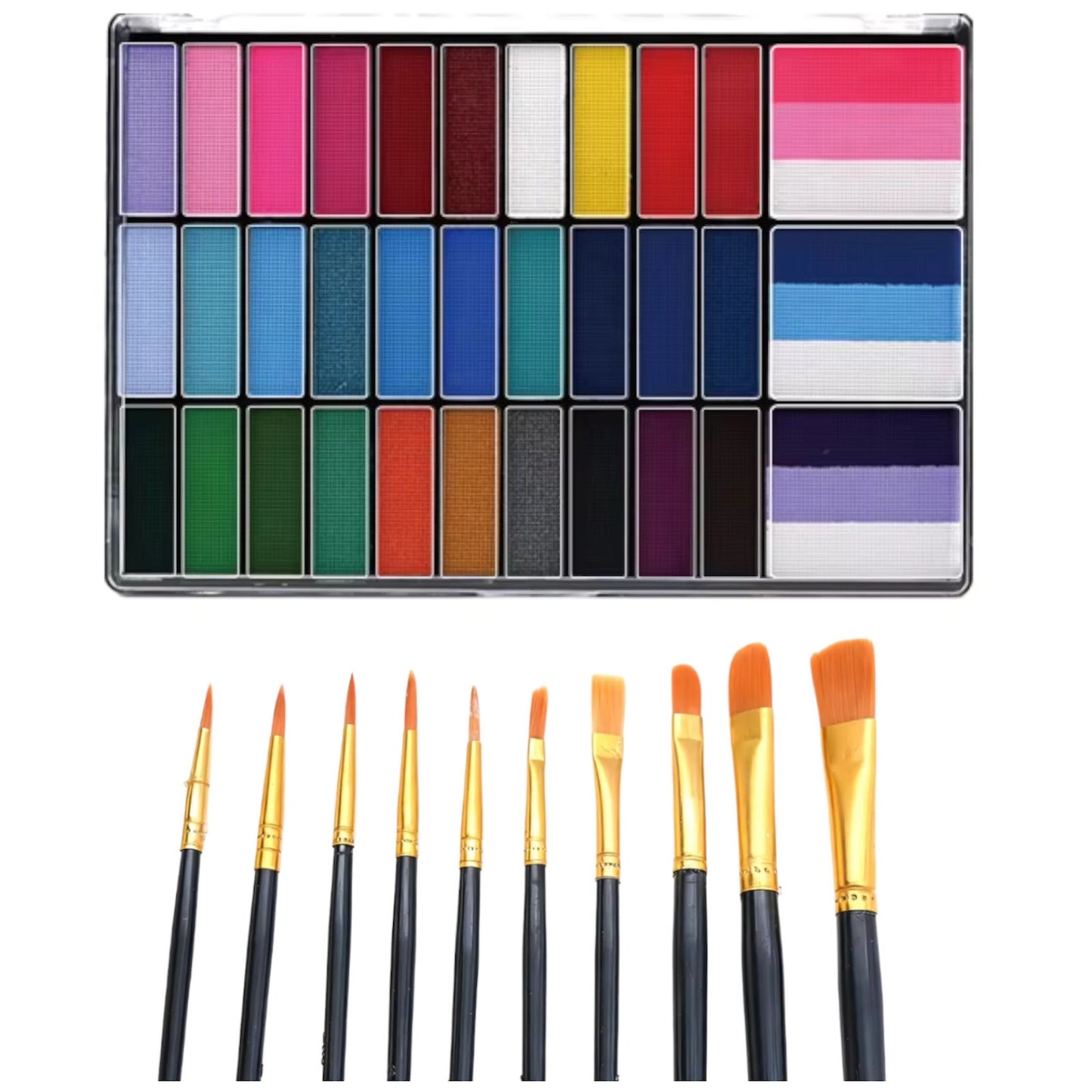 Color Face and Body Paint Kit with Artist Brushes for Halloween Cosplay and Party Makeup