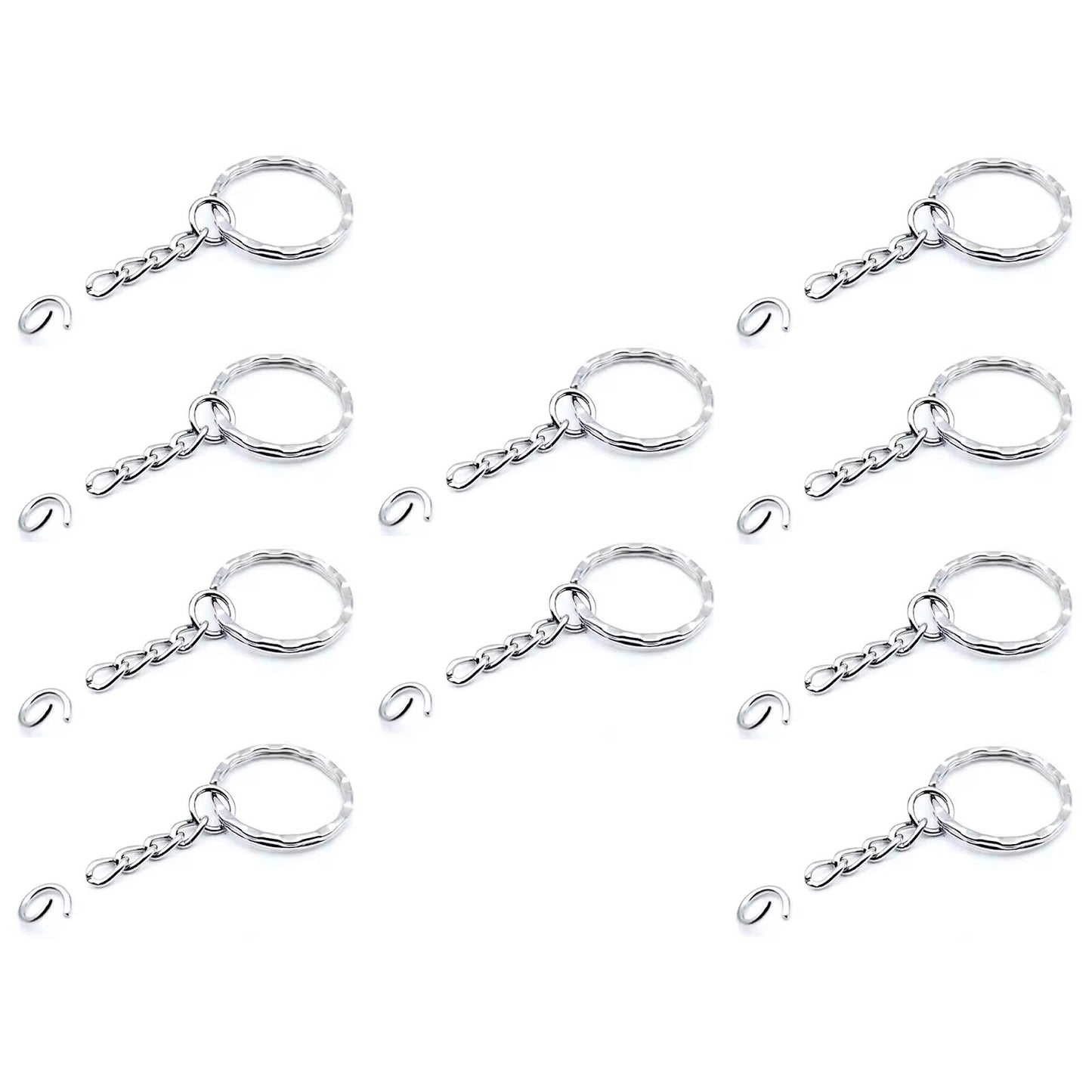Metal Keychain Split Rings 25mm with Chain and Open Jump Rings for DIY Crafts
