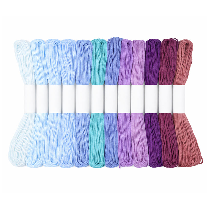 Premium Cotton Embroidery Floss Skeins for Cross Stitch Sewing and Bracelet Making, Pack of 12