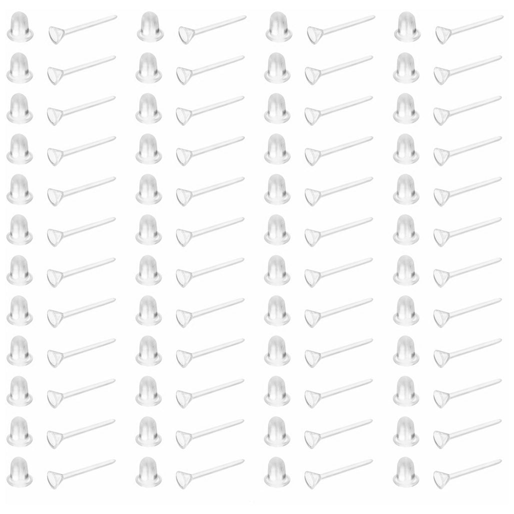 Clear Plastic Stud Earrings for Sports and Work Invisible Retainers for Sensitive Ears