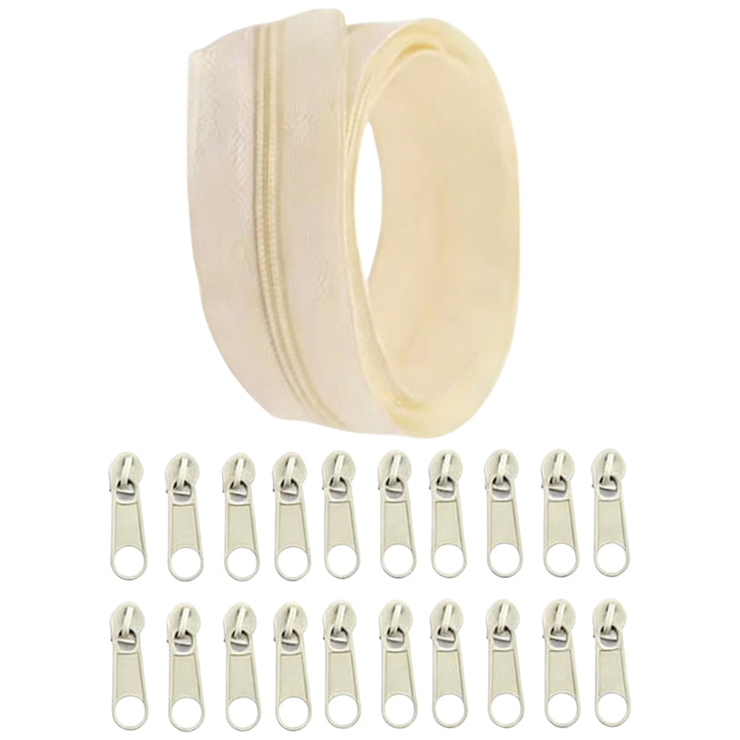 Nylon Coil Zipper 10 Yards with 20 Sliders for DIY Sewing Bags Garments and Crafts