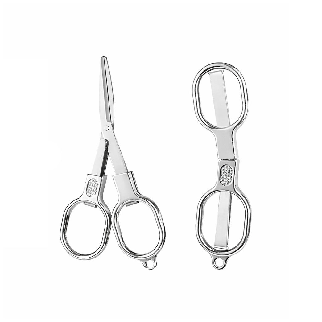 Folding Stainless Steel Mini Travel Scissors Portable Safety Pocket Scissors for Home Office Craft and Outdoor Use, Pack of 2