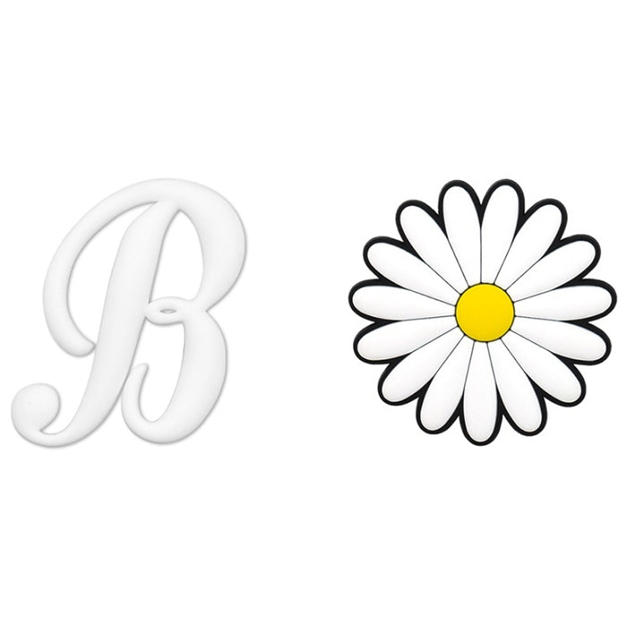 2pcs Letter and Flower Charms for Hand Bag, Decorative Alphabet Accessories Compatible with Rubber Tote