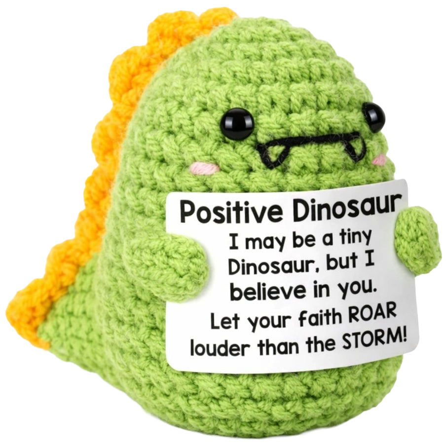 Positive Crochet Plush with Emotional Support Card Cute Funny Knitted Decor for Halloween Thanksgiving Gifts