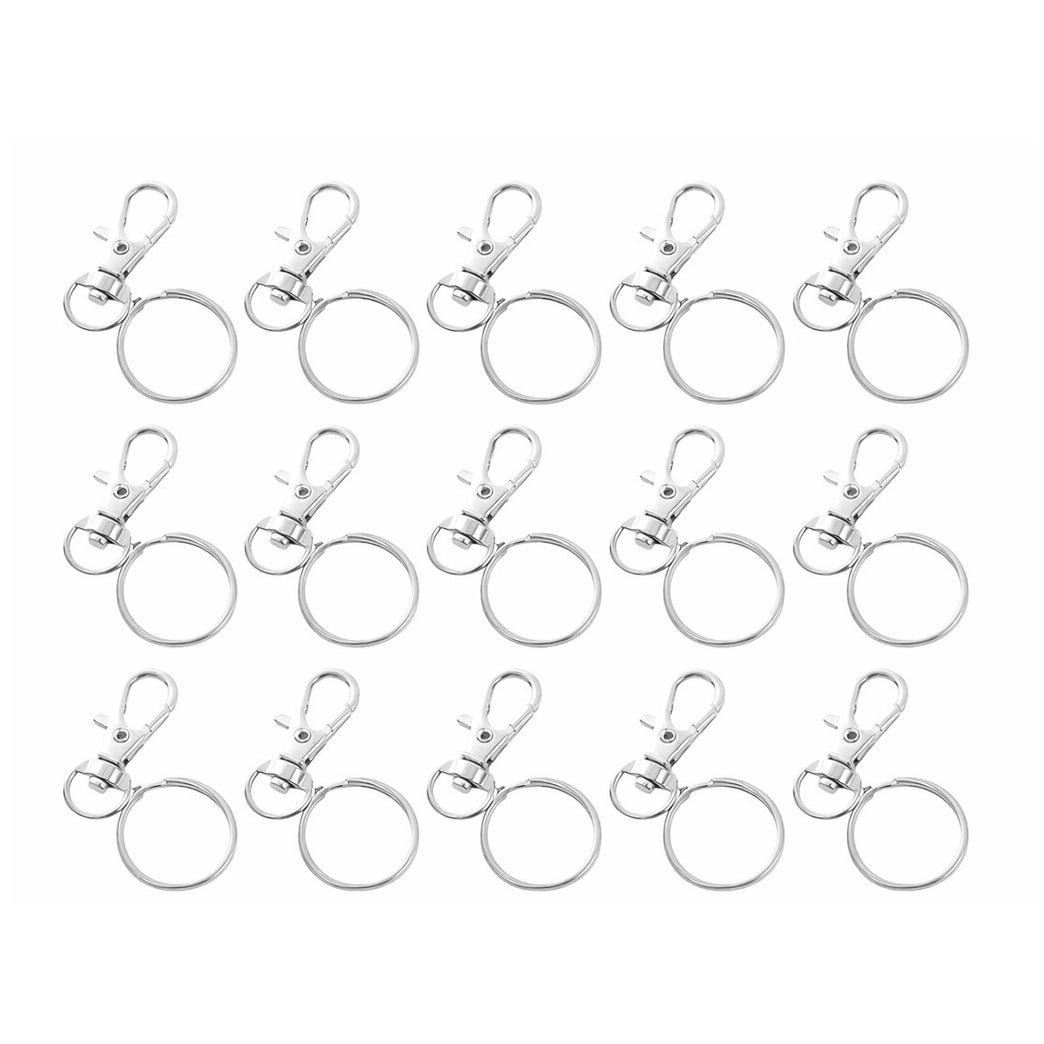 Metal Swivel Lobster Claw Keychain Clips with Large Key Rings for Keychain Making and DIY Craft Projects