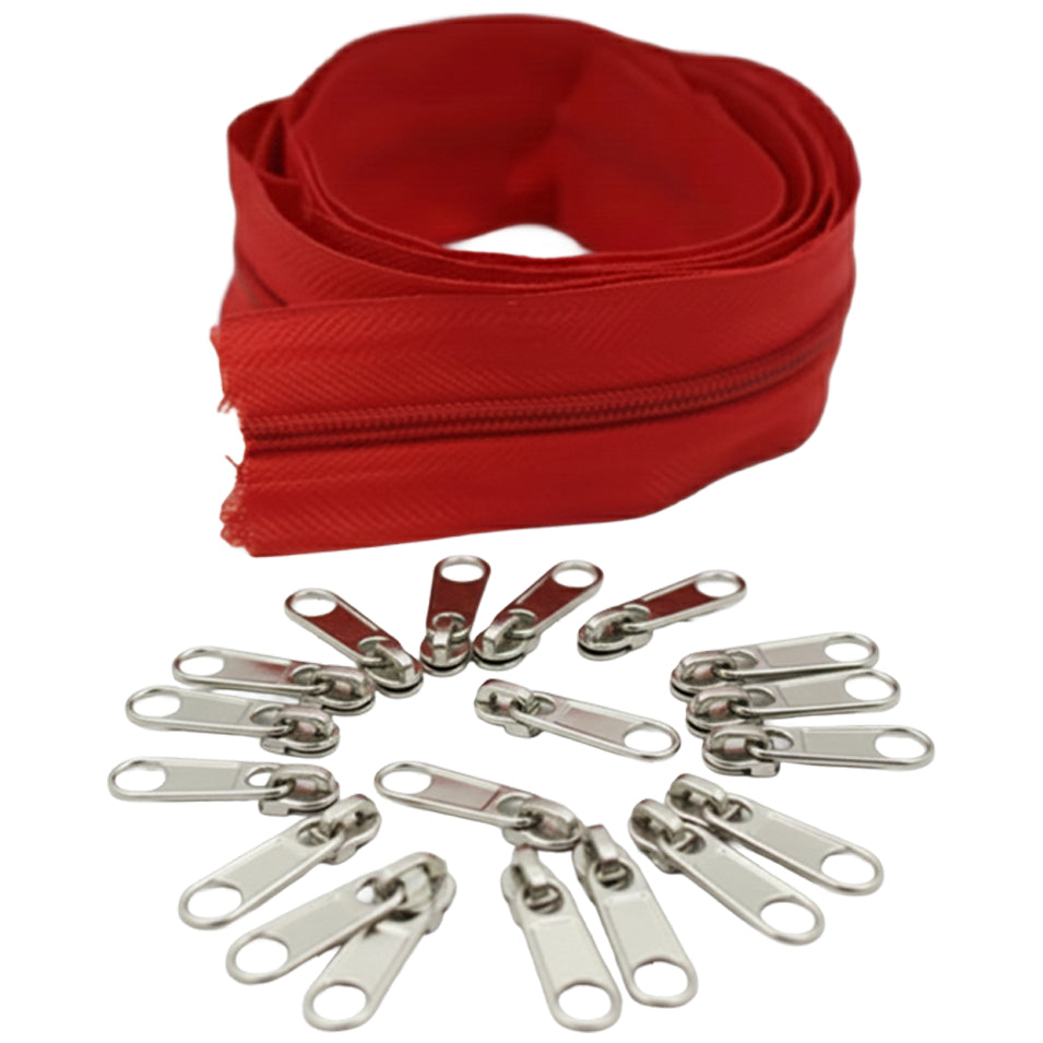 10 Yard Nylon Coil Zipper Roll with 25 Sliders Bulk Sewing Zippers for Bags Clothing Cushions and DIY Crafts