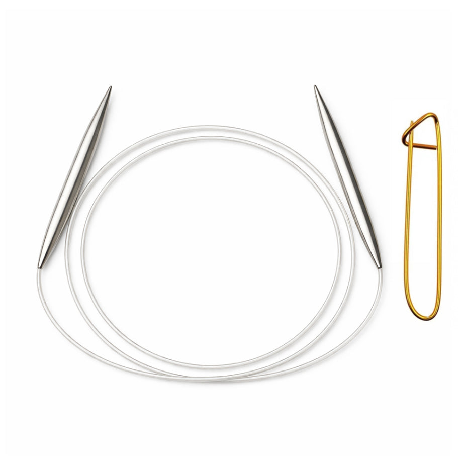 Stainless Steel Circular Knitting Needles with Stitch Holder for Hats Sleeves Scarves Baby Sweaters and Small Projects
