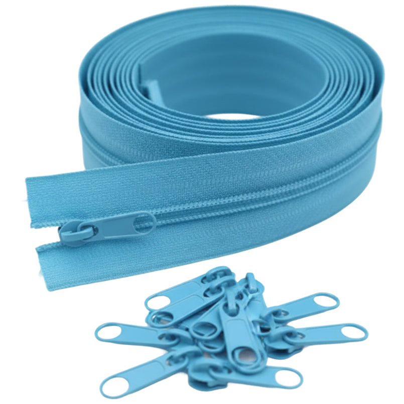 10 Yard Nylon Coil Zipper Roll with 25 Sliders Bulk Sewing Zippers for Bags Clothing Cushions and DIY Crafts