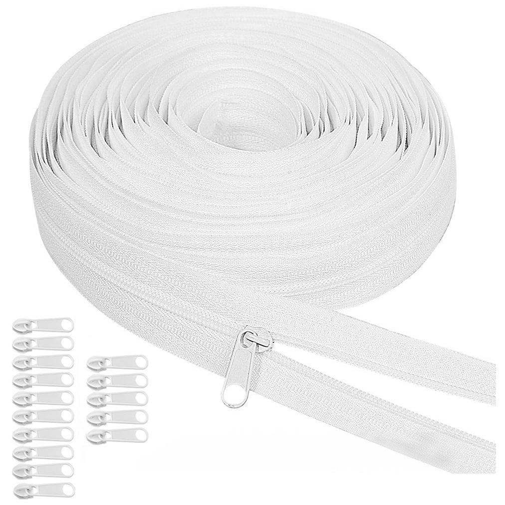 Nylon Coil Zipper Bulk Set with Replacement Sliders for Sewing Bags, Garments, Pouches and DIY Craft Projects