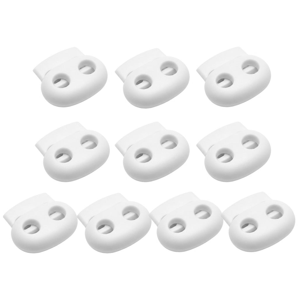 Double Hole Plastic Spring Cord Lock Toggles for Drawstrings Paracord Shoelaces and Elastic Bungee Rope