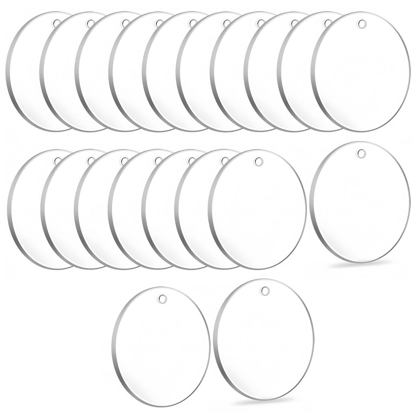 Clear Round Acrylic Blanks with Holes for DIY Christmas Ornaments Crafting and Painting, Pack of 20