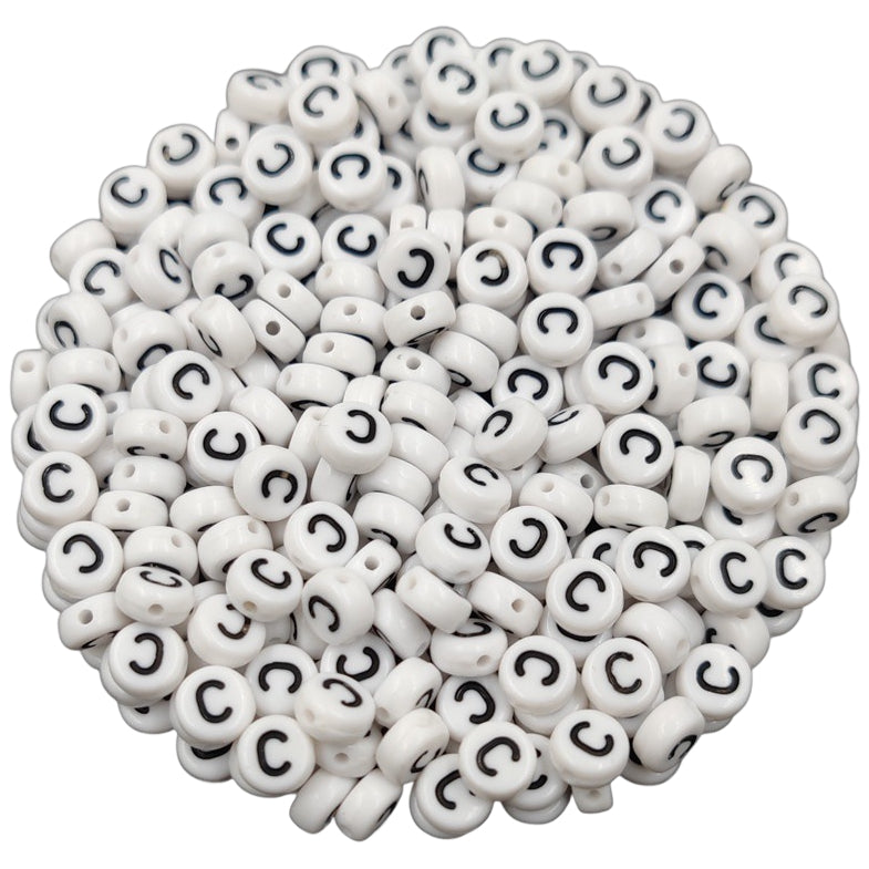 White Round Acrylic Alphabet Letter Beads for Bracelet and Jewelry Making 4x7mm, Pack of 300