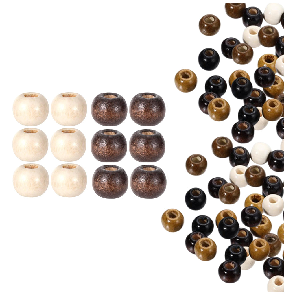 Natural Maple Wood Round Beads 9x10mm for Jewelry, Macrame, Hair, and DIY Crafts, Pack of 100