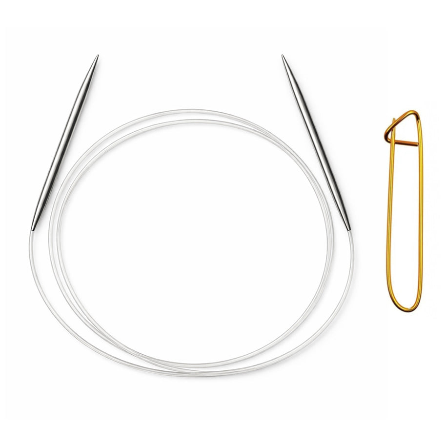 Stainless Steel Circular Knitting Needles with Stitch Holder for Hats Sleeves Scarves Baby Sweaters and Small Projects