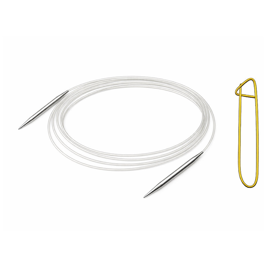 Stainless Steel Circular Knitting Needles with Stitch Holder for Hats Sleeves Scarves Baby Sweaters and Small Projects