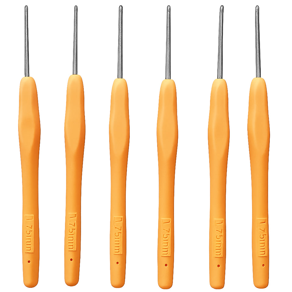 6pcs Aluminum Crochet Hooks with Soft Grip Ergonomic Handles for Knitting and DIY Yarn Crafts