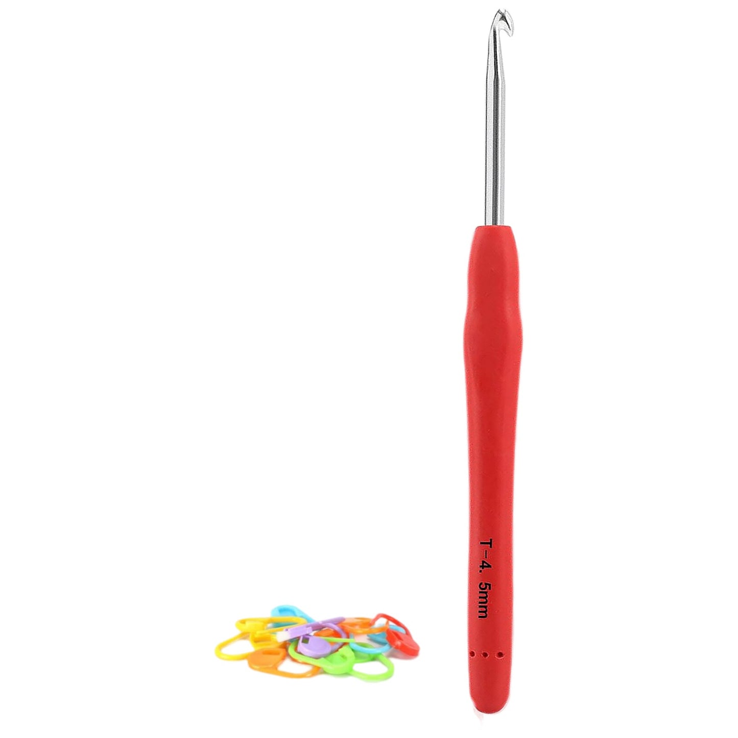 Extra Long Crochet Hook Ergonomic Anti Slip Handle with Stitch Markers for Knitting Crochet