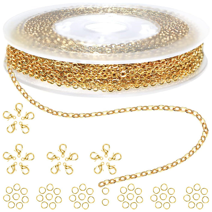 Plated Iron Rolo Link Cable Chain Roll for Jewelry Making Necklace Bracelet and DIY Craft Supplies
