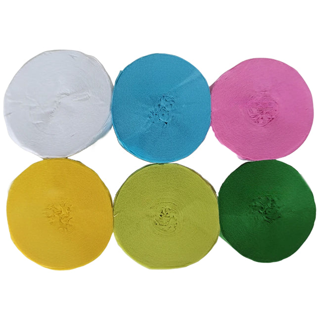 Crepe Paper Streamers 82ft Each Roll for Birthday, Wedding, and Party Decorations 1.77 Inch, Pack of 6