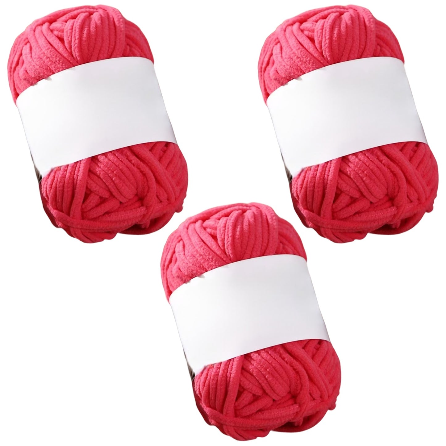 Soft Chenille Velvet Yarn for Crocheting Knitting Weaving Blankets and DIY Craft Projects 50 Grams/1.76oz 93 yards, Pack of 3