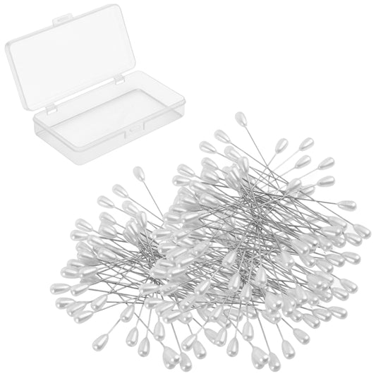 Teardrop Pearl Corsage Pins 2 Inch with Transparent Box for Wedding Bouquet Boutonniere and DIY Crafts