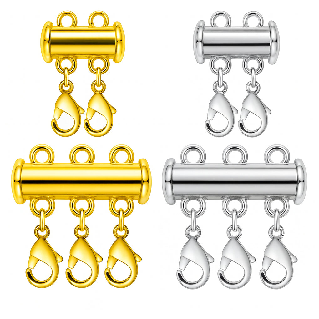 Magnetic Slide Lock Necklace Layering Clasp Connector for Multi Strand Chains and Secure Jewelry Fastening
