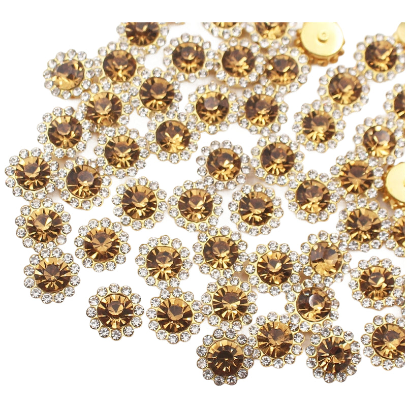 12mm Sew On Crystal Rhinestones with Metal Claw Base for Clothes, Shoes, and Crafts, Pack of 100