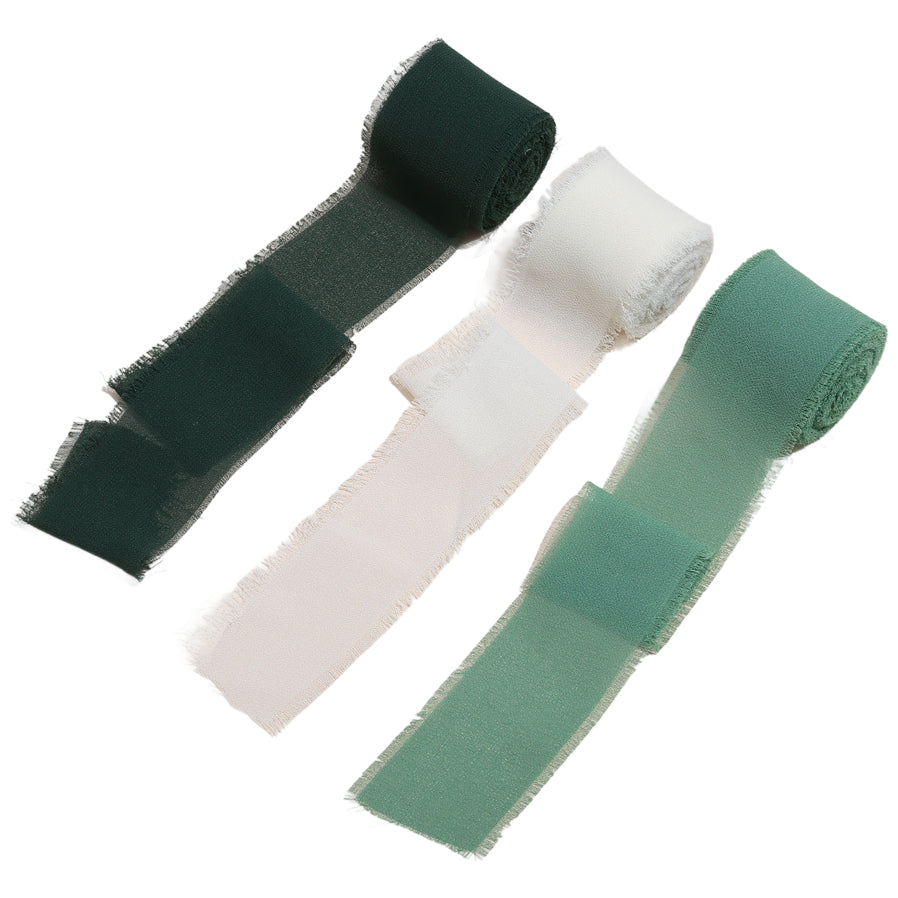 Handmade Chiffon Ribbon 4cm Wide 5m Each for Wedding and Gift Wrapping, Pack of 3