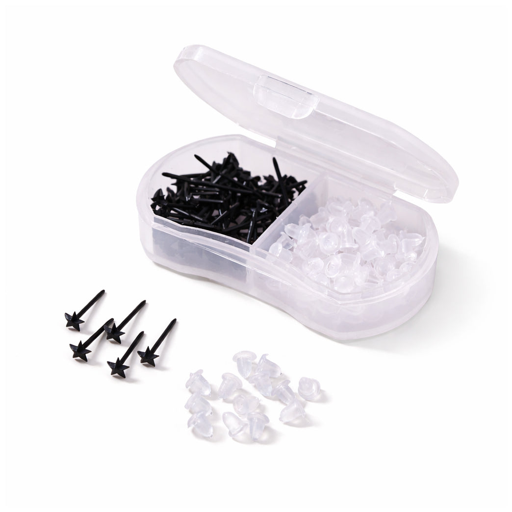 Clear Plastic Stud Earrings with Silicone Backs Transparent Posts and Storage Box for Sports Work and DIY Jewelry Making Set