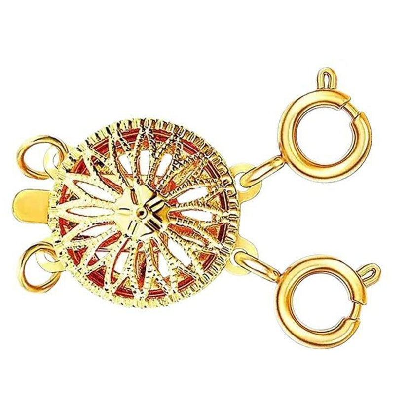 Tangle Free Necklace Layering Clasp Separator in Gold and Silver for Secure Multi Chain Jewelry Attachment