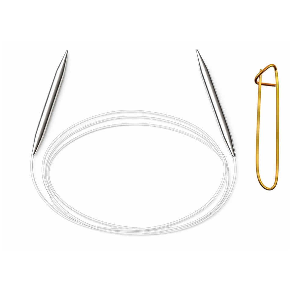 Stainless Steel Circular Knitting Needles with Stitch Holder for Hats Sleeves Scarves Baby Sweaters and Small Projects