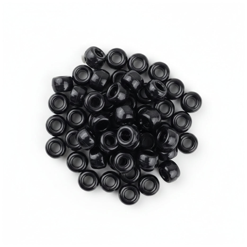 Pony Beads 6 x 9 mm Plastic Craft Beads for DIY Jewelry Hair and Decorations, Pack of 1200