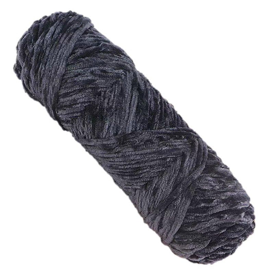 Dark Gray Thick Chenille Yarn for Knitting/Crochet, #5 Weight (120 Yards)