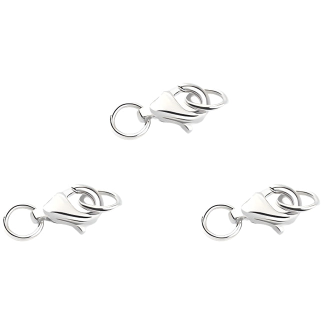 Lobster Claw Clasps with Jump Rings for Jewelry Making Necklace and Bracelet Closures, Pack of 3