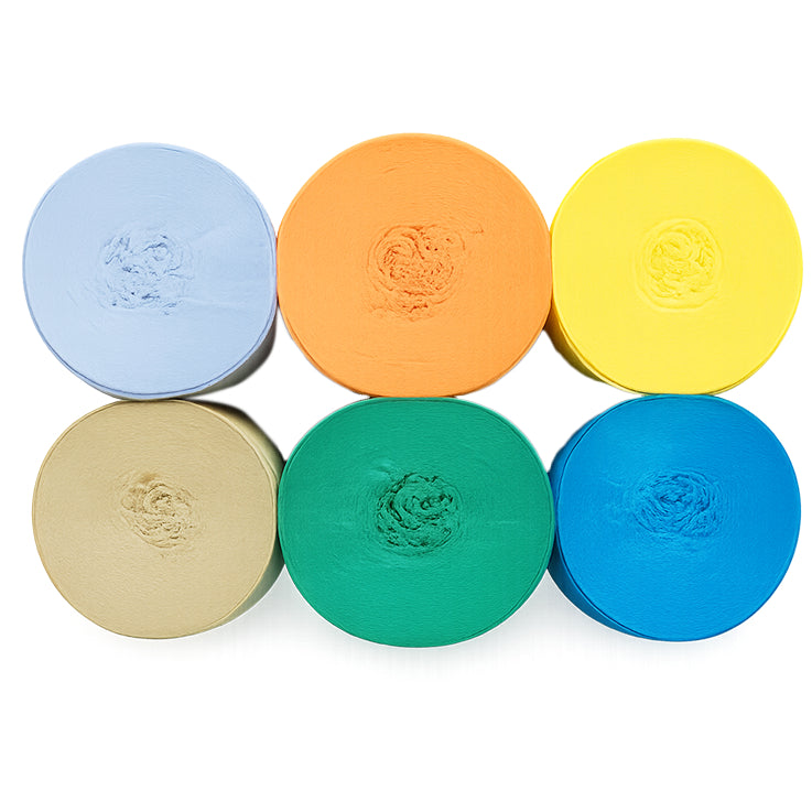 Crepe Paper Streamers 82ft Each Roll for Birthday, Wedding, and Party Decorations 1.77 Inch, Pack of 6