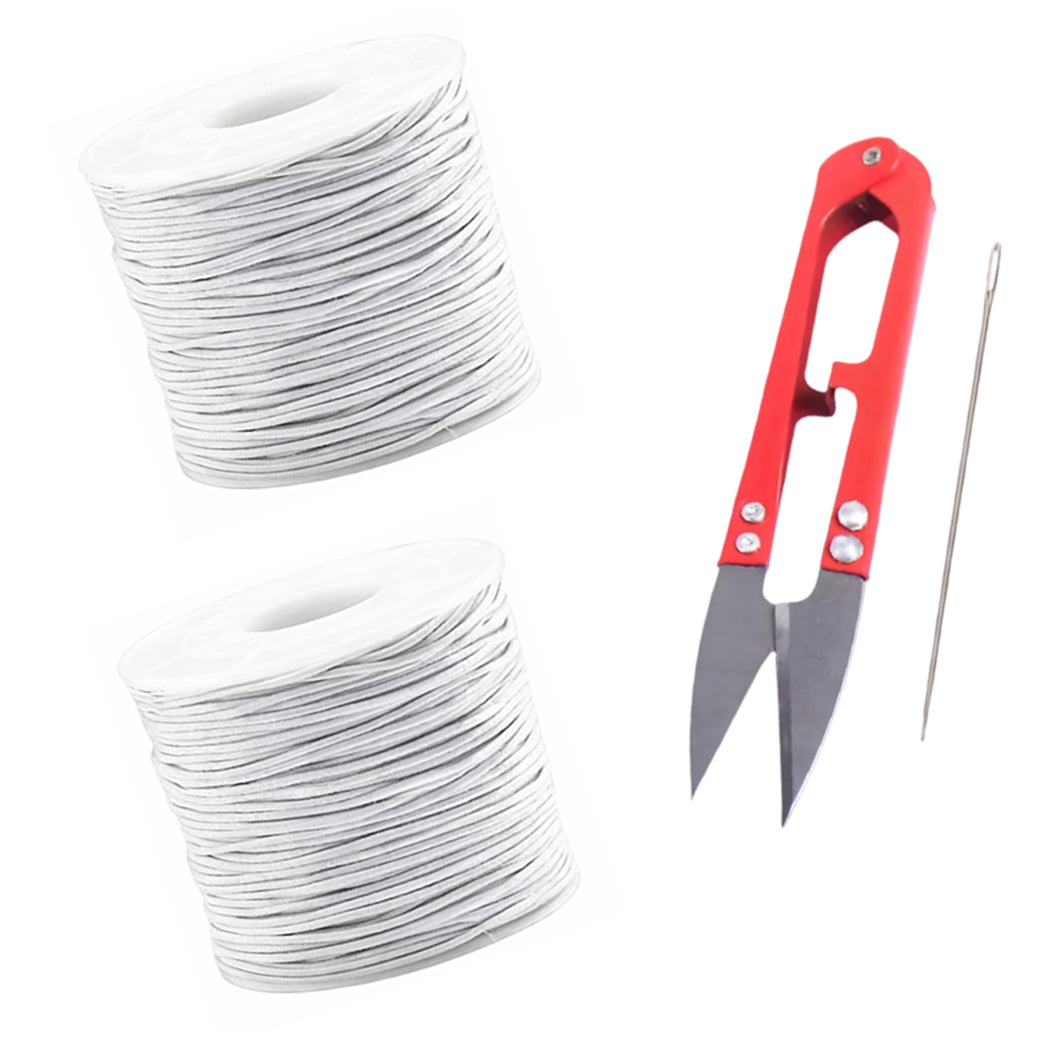 50 Yards Each Roll Nylon Core Spun Elastic Cord With Needle and Scissors for Jewelry Making and Crafts